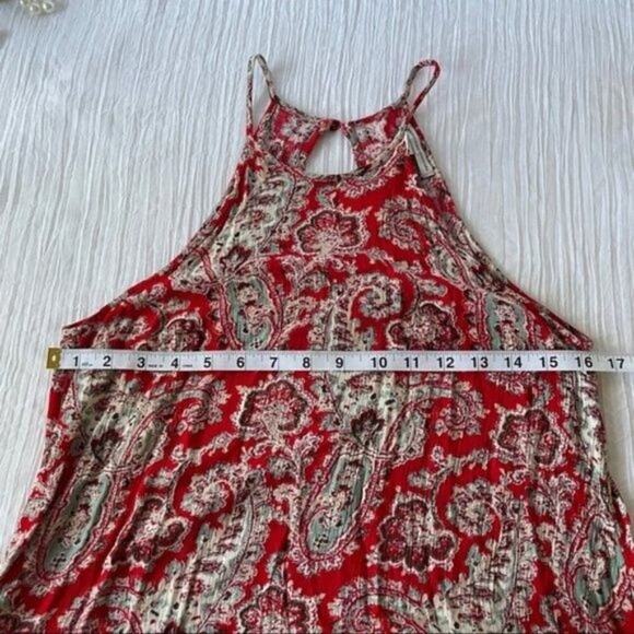 American Eagle Red Paisley A-Line Halter Mini Dress, Size XXS - Picture 10 of 10